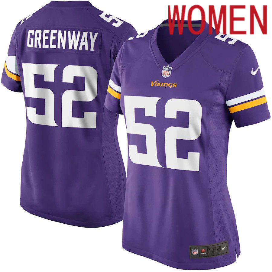 Women Minnesota Vikings 52 Chad Greenway Nike Purple Game NFL Jersey